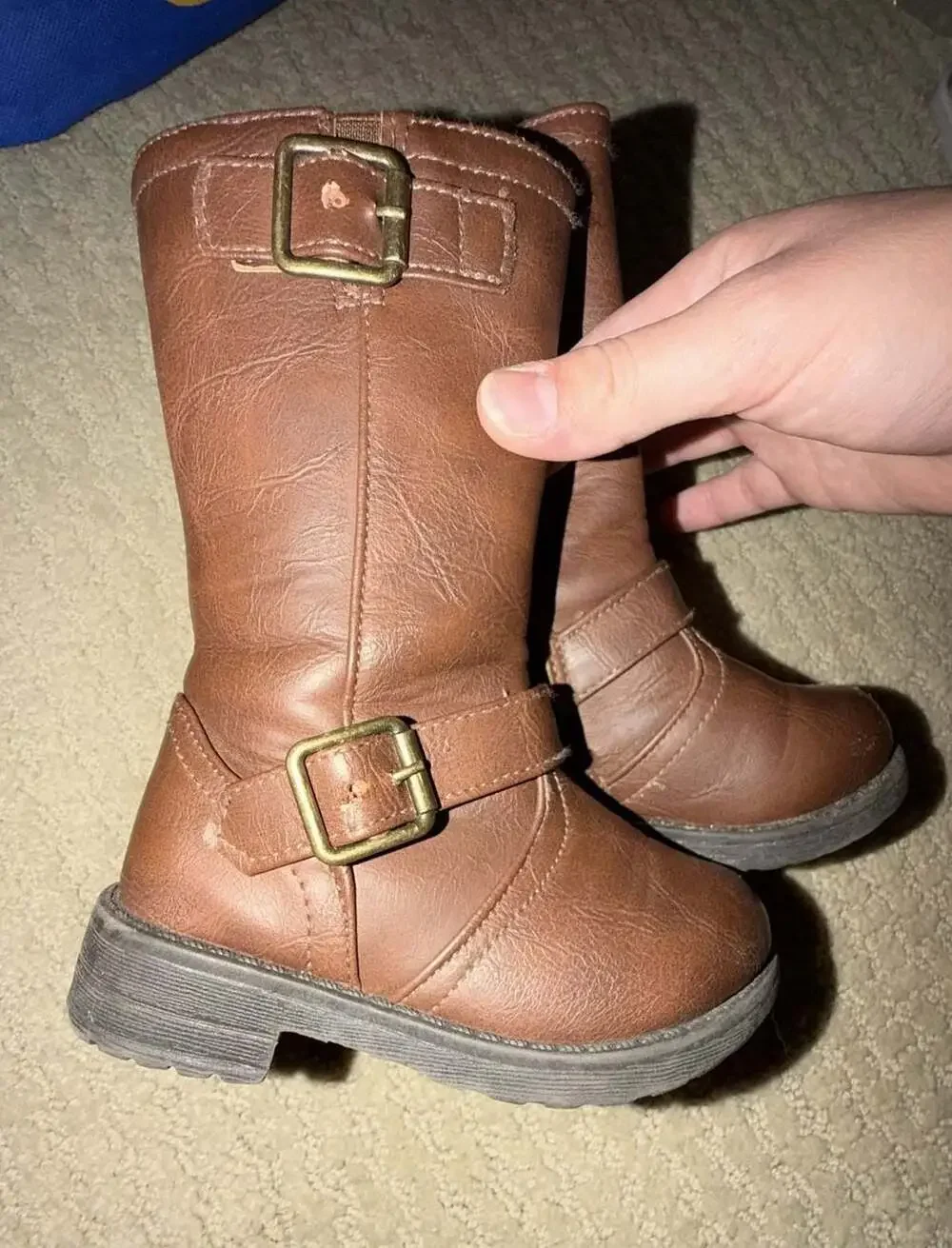 FabKids Girls Brown Buckle Moto Boots Size 6